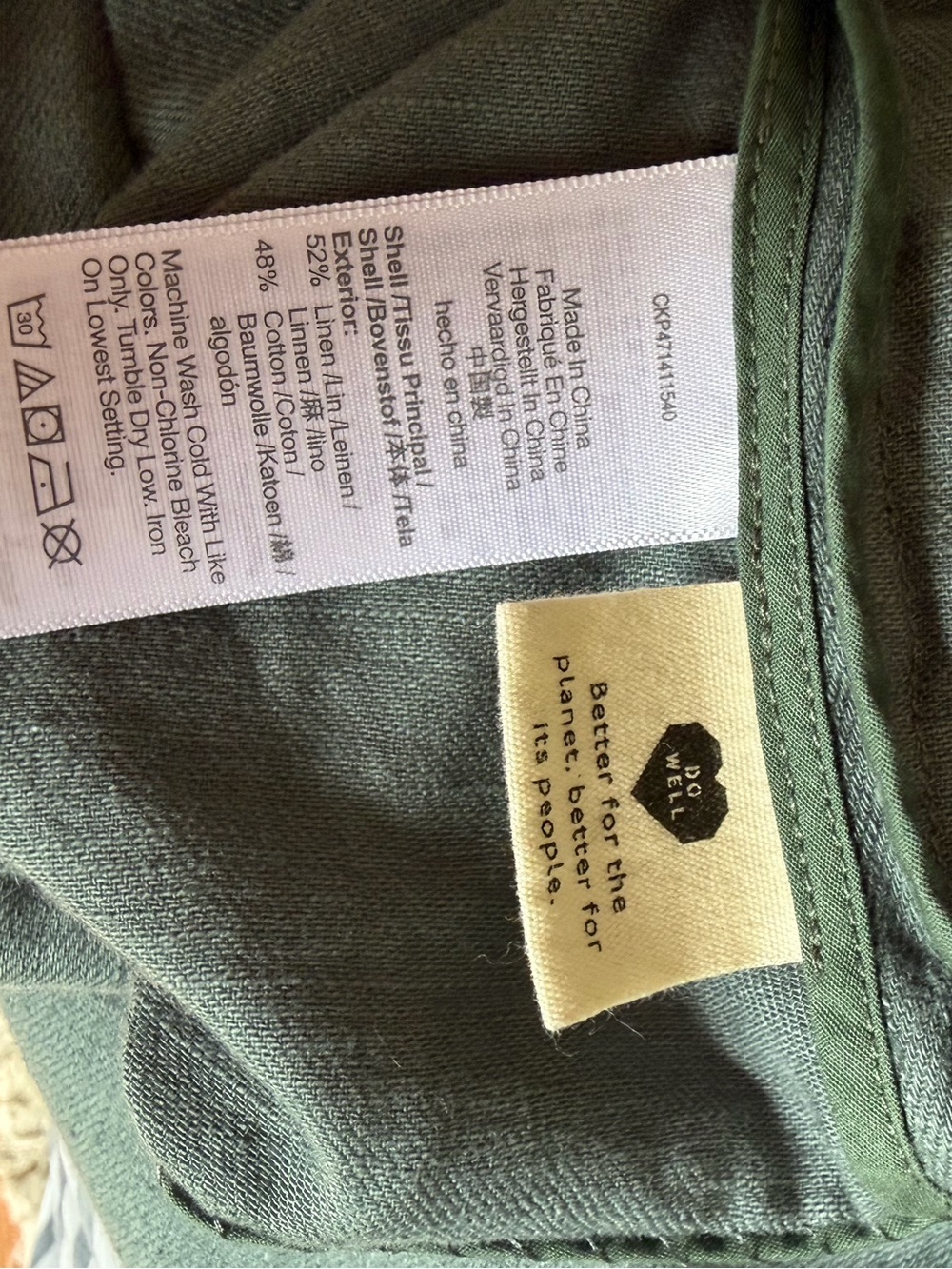 Madewell Linen-Cotton Duster Trench Coat | Sage Green | Hooded - Picture 4 of 4